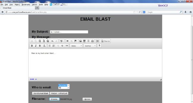 compose the email blast message